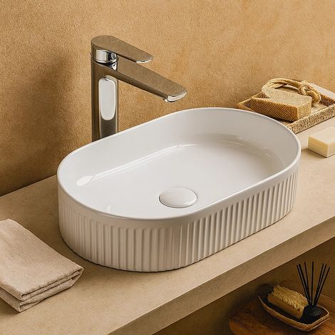 Exagonshop Lavabo 50x32 ovale da appoggio bianco (1/3)