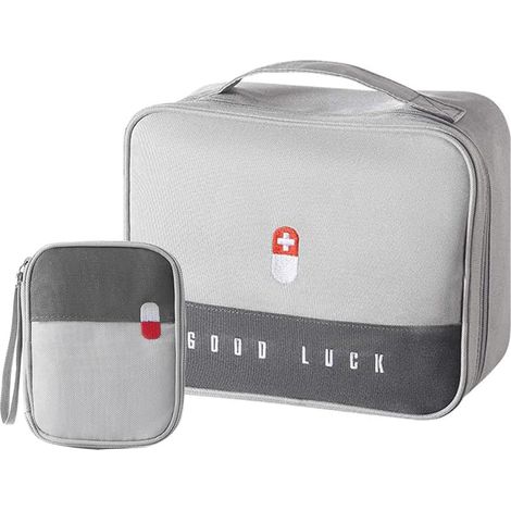 Trousse de Premiers Secours Kit de Premiers Secours Vide Boîte Médicale Portable pour Maison, Bureau, Camping 2Pcs (Gris) (1/5)