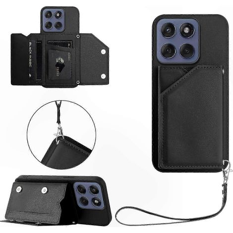 Coque 5G Edge 60 avec porte-cartes et béquille - Housse souple tactile douce pour téléphone, finition mat, protection légère (1/5)
