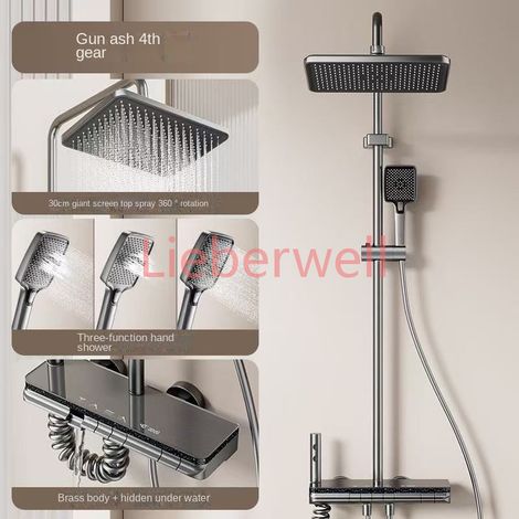 Ensemble de pomme de douche intelligente à température constante, avec corps en cuivre de 59 précision, 4 fonctions pour sortie d'eau et pressurisation d'air (1/5)