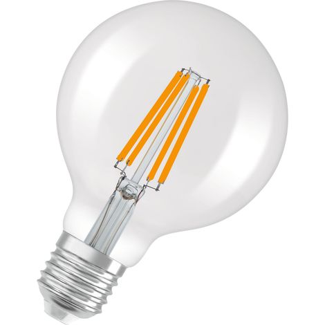 OSRAM LED Superstar Globe 95 60 Filament DIM in globe shape, LED lamp, lead-free glass, clear, 5.9 W, (ex 60 W), 806 lm, warm white, 2700 K, dimmable, 25000 h, CRI 80 (1/4)