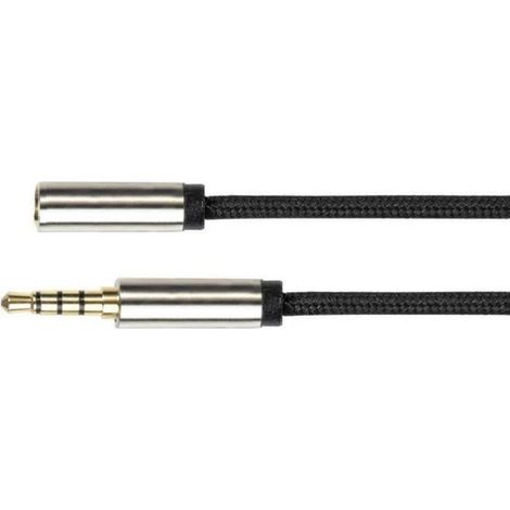 Cable D Extension Audio - Jack 3 5mm Stereo - Tresse Textile Noir - 1 M