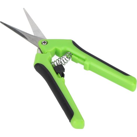 Cisailles de jardin à ressort, verrouillage latéral, à poussée automatique, en acier inoxydable, vertes (1/5)