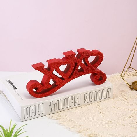 Decorazioni in legno per San Valentino, suggestive decorazioni da scrivania con l'alfabeto inglese, decorazioni in legno con l'alfabeto per feste e festività. (1/2)