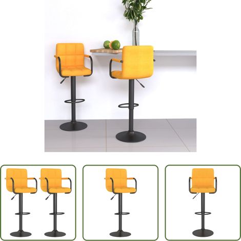 Chaise de bar - Tabourets de bar lot de 2 jaune moutarde tissu (1/5)