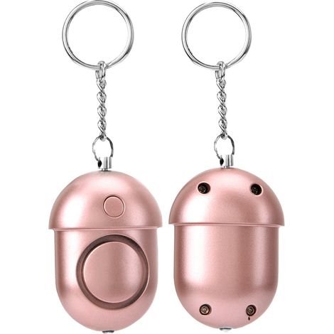 Alarme de sécurité personnelle porte-clés 130 dB, sirène anti-agression rose avec LED