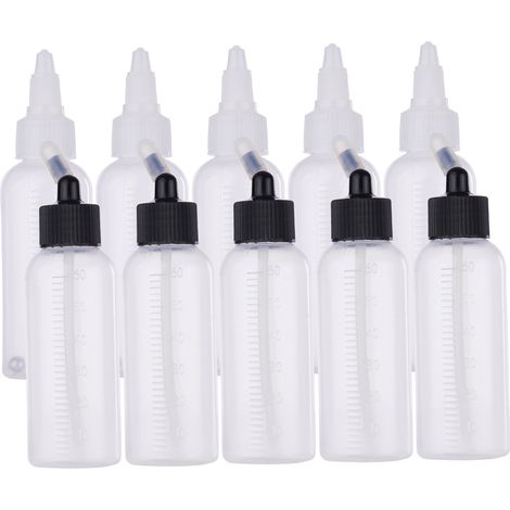 Lot de 10 flacons de peinture aérographe de 65 ml et flacon de rangement avec 4 entonnoirs et graduations, compatibles avec les aérographes à double action à alimentation par siphon Iwata Badger Paasc (1/2)