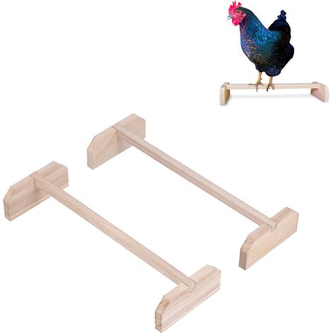 [Perchas para loros] Perchas resistentes de madera natural, juego de 2, para gallinas y periquitos grandes, dimensiones 40 x 14 cm, no tóxicas. (1/5)