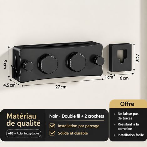 Double câble corde à linge style appareil photo 5,1 m noir rétractable murale étendoir intérieur balcon fil d'acier – Livraison gratuite (1/5)