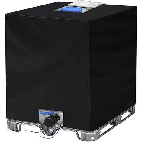 Bache IBC 1000L Anti-UV, Couverture Réservoir Eau Pluie 210D Coupe-Vent 120x100x116cm Noir pour Container Citerne (1/5)