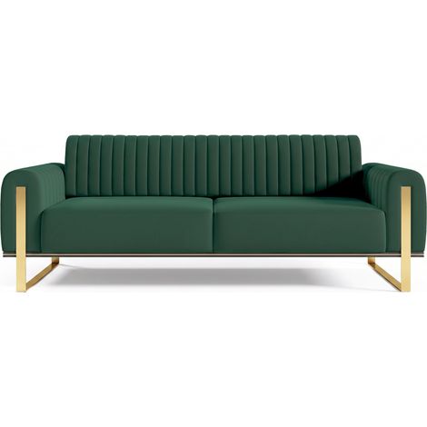 Selsey Parissa - Schlafsofa, Samt Grün goldene Füße, 228 cm (1/5)