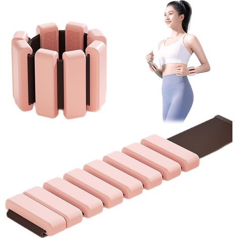 Poids de Cheville avec Fermeture,Bracelet Lesté en Silicone,Poids de Poignet Réglables,Ensemble de Gym Unisexe pour Pilates,Yoga,Course,Danse,Aérobic et Musculation,Rose (1/5)