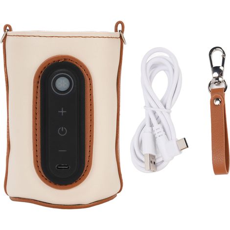 Soavoa Chauffe-Biberon USB Portable Digital 26 Niveaux Température Précise Compatible Universel Cuir PU Silicone Métal (1/4)