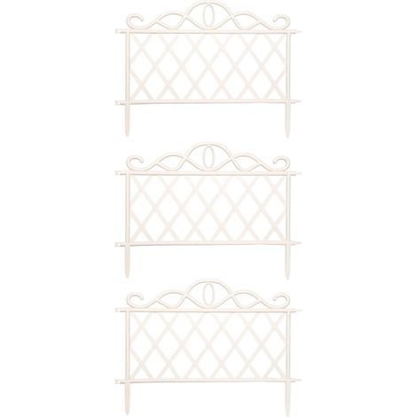 Pack of 3 27cm White Plastic Garden Patio Lawn Border Fence Edging (1/5)