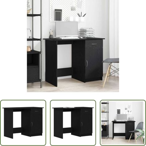 Bureau moderne - Bureau avec porte Chêne noir 100 x 50 x 76 cm Bois d'ingénierie (1/5)