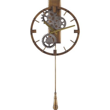 Reloj de pared redondo con péndulo marco de hierro dorado 30 cm diseño clásico Marcote