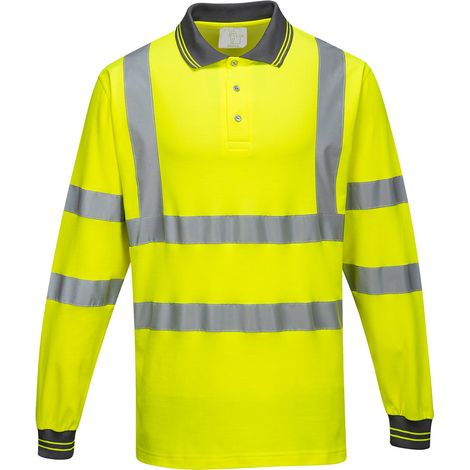 Polo de alta visibilidad de manga larga Cotton Comfort - Amarillo - Talla XL