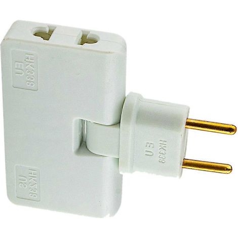 Adaptateur de prise européenne rotatif 3 en 1, rallonge à 180°, blanc (1/4)