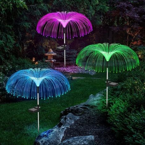 Lot de 3 lampes solaires décoratives pour jardin, imperméables, 7 couleurs changeantes, pour allée, patio, pelouse, fête, mariage (1/5)