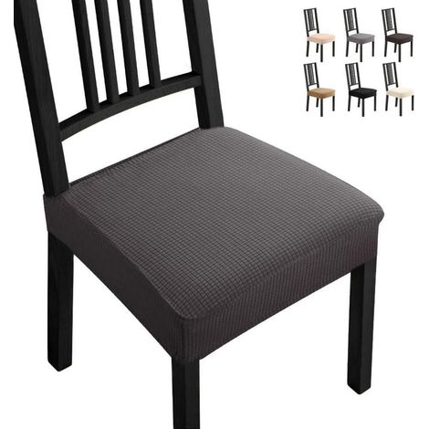 Stuhlhussen 6er Set Dunkelgrau, elastisch, Jacquard, Fleckschutz, Polyester-Spandex (1/5)