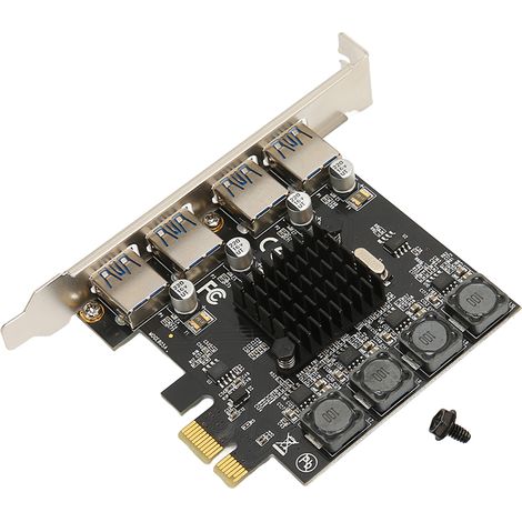Extension PCIe vers USB 3.0 – 4 ports 5Gbps haute vitesse, contrôleur auto-alimenté pour Windows et Linux, carte hub USB3.0. (1/5)