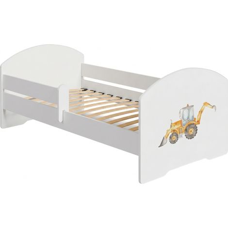 Lit d'enfant LUK avec balustrade 70x140 Yellow excavator