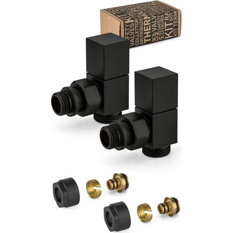 Kit válvula de escuadra de equipamiento negra con conexión de compresión y adaptador para tubo multicapa APM 207KNN 015 M 16 12  Negro