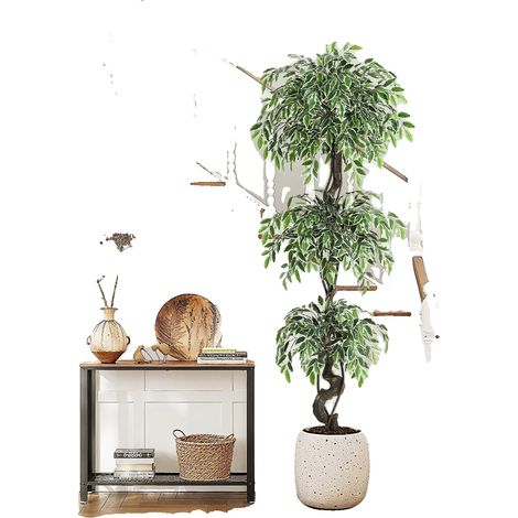 Albero di ficus artificiale, design realistico, rami flessibili, 180 cm (1/2)