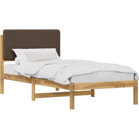 Estructura de Cama con Cabecera Tapizada Blanco lavado y topo vidaXL (1/5)
