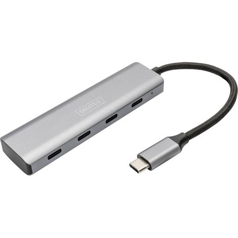 DIGITUS USB-C-Hub 4-Port 3.1- 4xC3.1 integr. Kabel silber (1/4)