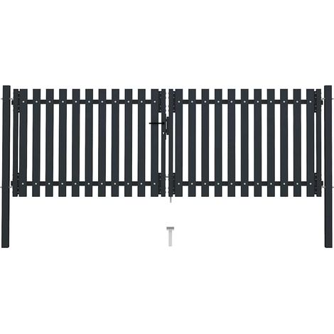 Puerta doble de acero para valla 300x100 cm color antracita vidaXL