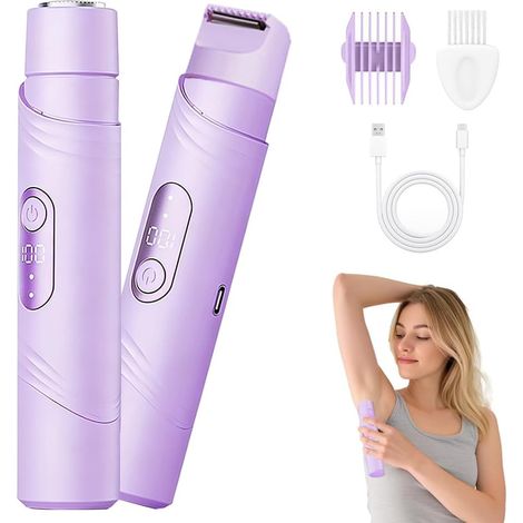 Women's Electric Shaver, 2 in 1 Trimmer Female Intimate Electric Epilator Waterproof IPX7, Rechargeable Trimmer Bikini Woman Shaver for Bikini Face Body Armpits Legs Arms (1/5)