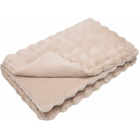 Rutschfeste Decke aus Kunstkaninchenfell Olite Beige Polyester vidaXL