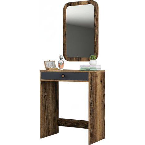 Console Ursa, Table polyvalente, Armoire de rangement, Bureau du couloir, 70x85 h40 cm, Noyer et Anthracite (1/5)