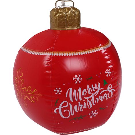 Roter aufblasbarer Weihnachtskugel, wasserdicht, mit USB-C-Ladeanschluss und LED-Beleuchtung, aufblasbare Weihnachtskugel für den Außenbereich (1/5)