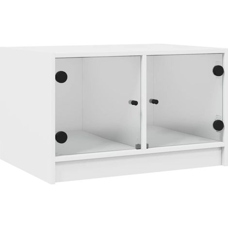 Maison Exclusive - Couchtisch mit Glastüren Weiß 68x50x42 cm