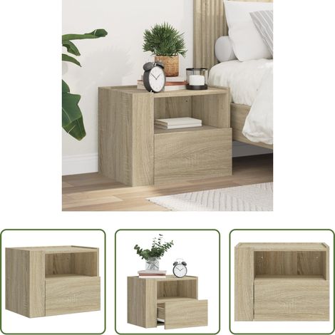 Holz Nachttisch - Wand-Nachttisch Sonoma-Eiche 45x30x35 cm (1/5)