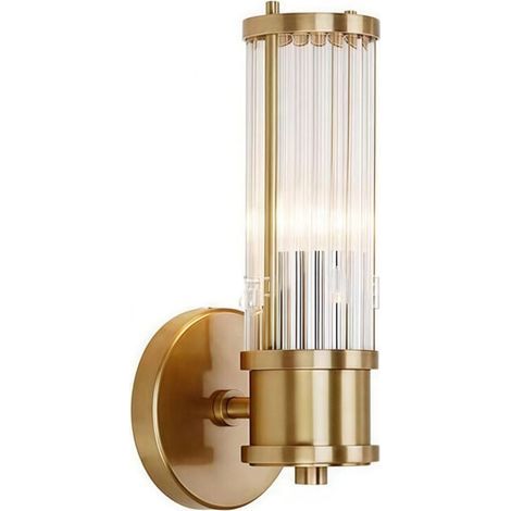 Brass wall sconce, gold crystal wall sconce, crystal glass wall sconce with gold base, suitable for living room, dining room, bedroom, office (1/4)