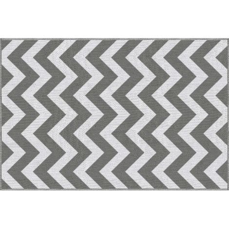 Wasserdichter Outdoor-Teppich aus Polypropylen, 121 x 182 cm, hellgrau-weiß (1/5)