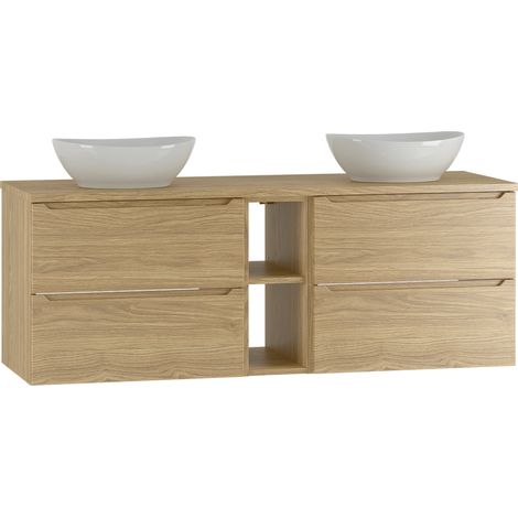 Mueble lavabo doble 140cm 2 compartimientos Viggo Madera (1/4)