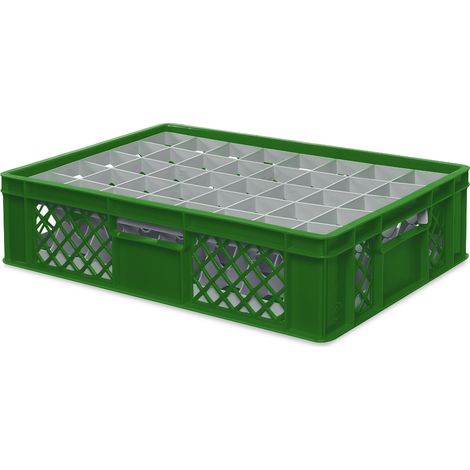 BRB Gläserkiste 600x400 mm für 15, 24, 33 oder 40 Gläser, farbig (Grün, für 40 Gläser Ø 67 mm, Glashöhe max 122 mm)