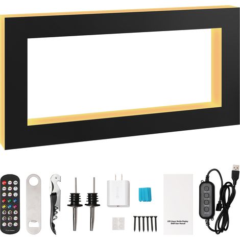 Mophorn LED-beleuchtetes Spirituosenflaschendisplay, 48 Zoll quadratisch, beleuchtetes Barregal