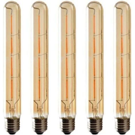 5er-Pack T225-Langröhrenlampen, Edison-LED-Filament, 6 W, E27-Sockel, warmweiß, bernsteinfarbenes Glas, für dekorative Zwecke, 220–240 V Wechselstrom (1/5)