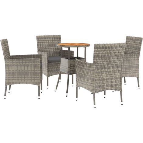 Maison Exclusive - 5-tlg. Garten-Bistro-Set mit Kissen Grau Poly (1/5)