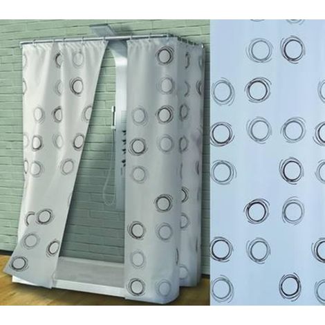 TENDA PER DOCCIA IN PEVA CERCHI FONDO BIANCO DECORI MARRONI SANIPLAST