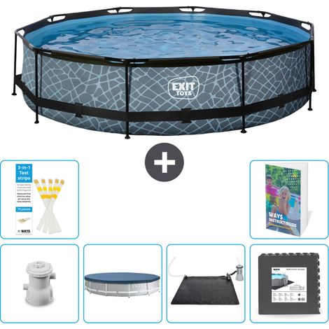 Exit Pool Rund - Steinoptik - 360x76 cm - 7-teilig S195
