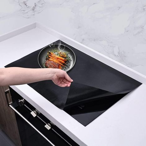 Grand tapis de protection magnétique pour plaques de cuisson à induction, résistant aux rayures, compatible avec les plaques électriques et vitrocéramiques, couleur noire. (1/5)