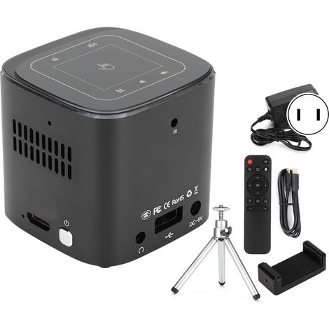 Mini-tragbarer HD-1080p-DLP-WLAN-Projektor für Zuhause, 100–240 V US-Stecker