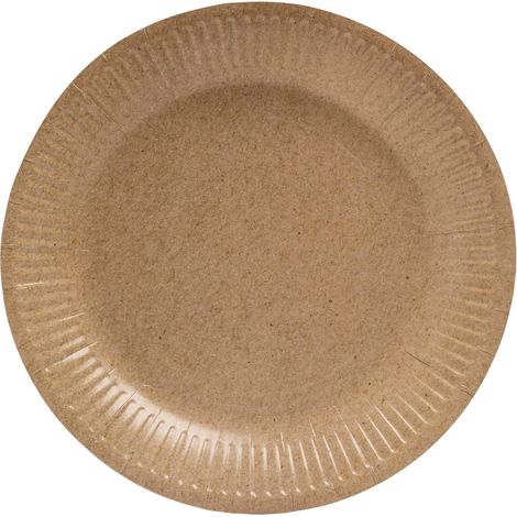Assiettes en Carton - 20 Unités - Kraft Rigide - Diamètre 23 cm - Barrière Anti-Graisse - Pour Fêtes et Pique-niques