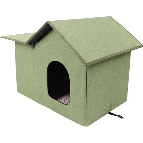 Abri pour Chat Extérieur, Niche Pliable en Coton et Lin, 50 Cm (1/5)